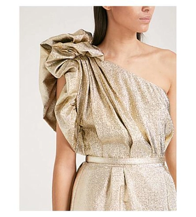 Shop Stella Mccartney Ska Silk-blend Dress In Gold Met