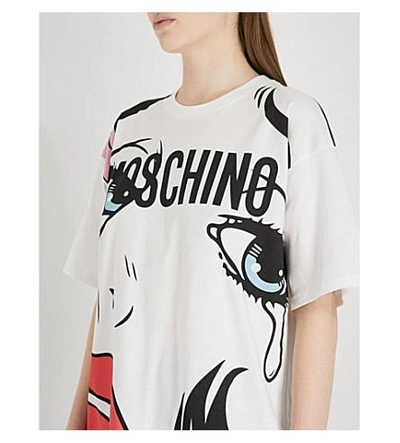 Shop Moschino Pop Art-print Cotton-jersey T-shirt In Pink Multicolour