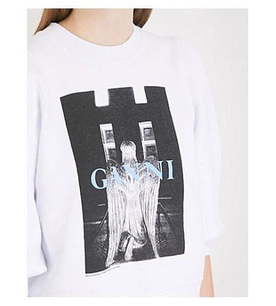 Shop Ganni Isoli Cotton-jersey Sweatshirt In Bright White