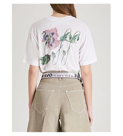 Shop Off-white Poppy-print Jersey T-shirt In White Multico