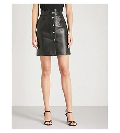 Shop Maje Journey Leather Mini Skirt In Black