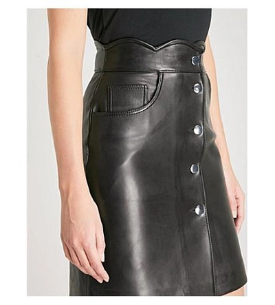 Shop Maje Journey Leather Mini Skirt In Black