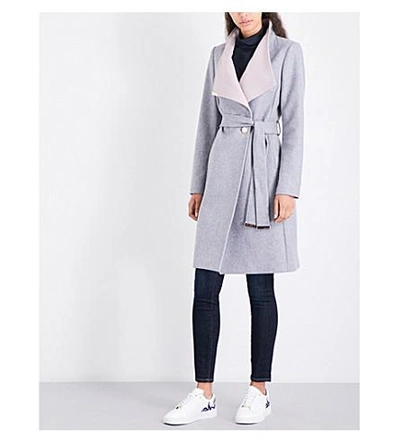 Ted Baker Kikiie Wool-blend Coat In Light Grey | ModeSens