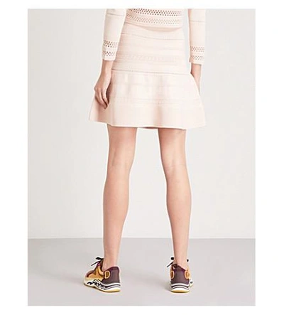 Shop Sandro A-line Pointelle-knit Mini Skirt In Poudre