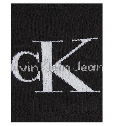 Shop Calvin Klein Logo Cotton-blend Liner Socks In 00 Black