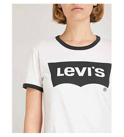 Shop Levi's The Perfect Ringer Cotton-jersey T-shirt In Batwing Cloud Dancer