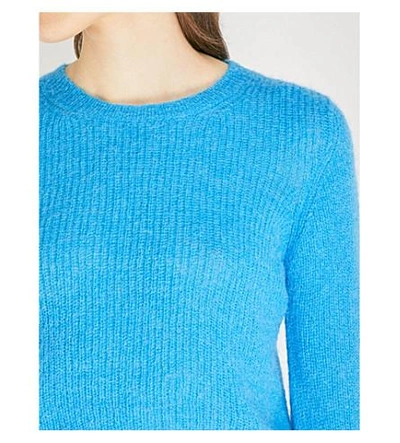 Shop Maje Marcel Ribbed-knit Jumper In Blue