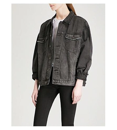 Shop Free People Embroidered Denim Jacket In Black