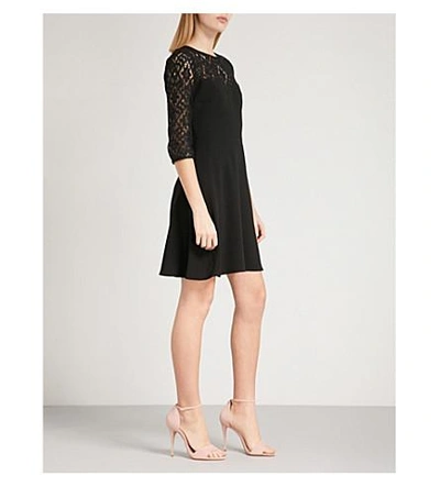Shop Claudie Pierlot Rimabelle Lace-panel Crepe Dress In Black