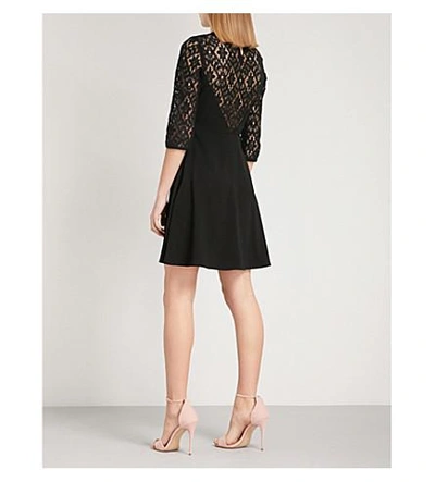 Shop Claudie Pierlot Rimabelle Lace-panel Crepe Dress In Black