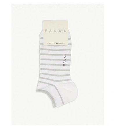 Shop Falke Glitter Stripe Cotton-blend Trainer Socks In 2000 White