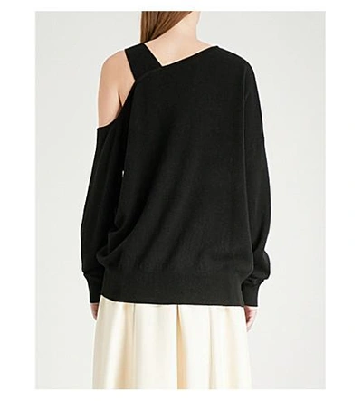 Shop Elizabeth And James Hearst Asymmetric-neck Wool And Cashmere-blend Sweater In Black