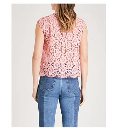 Shop Sandro Scalloped-trim Lace Top In Rose