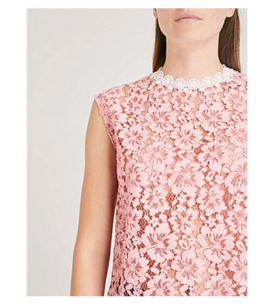 Shop Sandro Scalloped-trim Lace Top In Rose