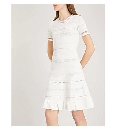 Shop Sandro Ribbed-knit Dress In Ecru