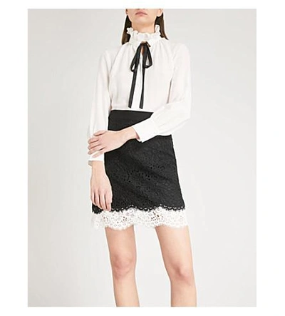 Shop Claudie Pierlot Floral-lace Mini Skirt In Black