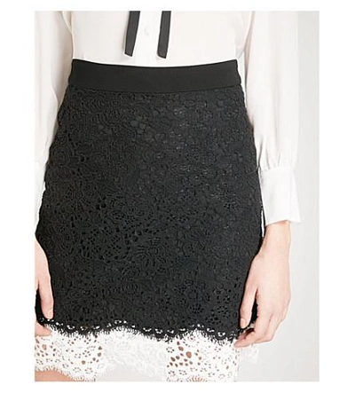 Shop Claudie Pierlot Floral-lace Mini Skirt In Black