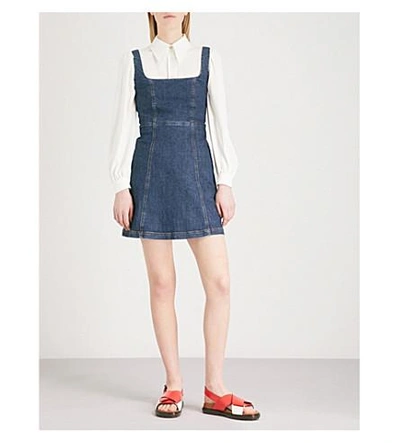 Shop Alexa Chung Cutout Back Denim Mini Dress In Charlotte Wash