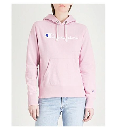 Shop Champion Logo-embroidered Cotton-jersey Hoody In Mau