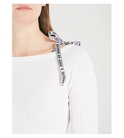Shop Sandro Ribbon-detail Knitted Top In Blanc