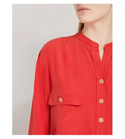 Shop Vince Utility Silk Blouse In Red
