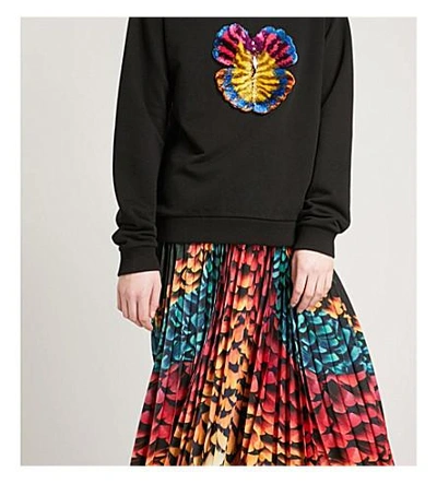 Shop Mary Katrantzou Uni Silk-blend Midi Skirt In Rainbow Feathers