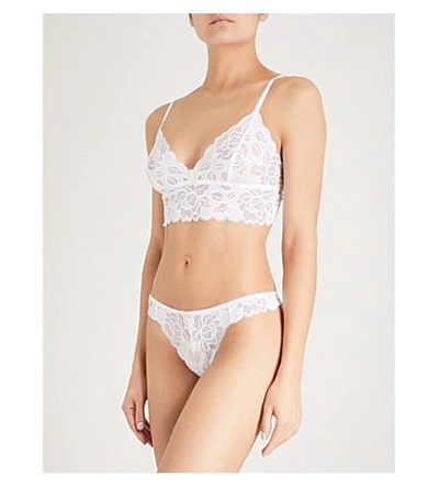 Shop Elle Macpherson Body Stretch Longline Lace Soft-cup Bra In Bright White