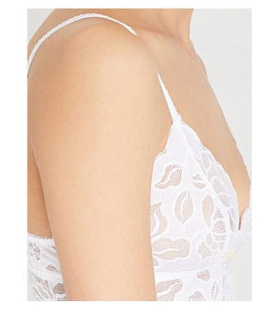 Shop Elle Macpherson Body Stretch Longline Lace Soft-cup Bra In Bright White