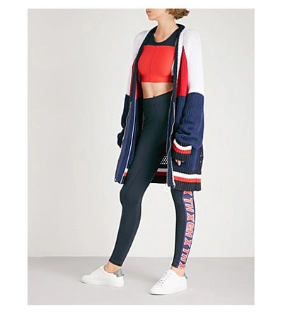 Shop Tommy Hilfiger X Gigi Hadid Branded-detail Stretch-jersey Top In Red/mid/white/black
