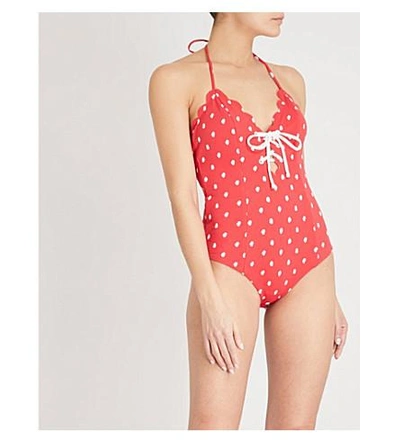 Shop Marysia Broadway Halterneck Swimsuit In Red Coconut