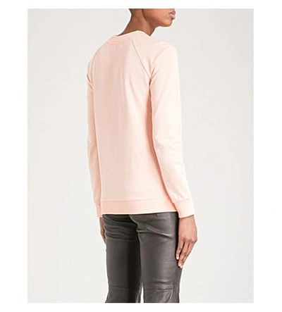 Shop Balmain Logo-print Cotton-jersey Sweatshirt In Rose Pale
