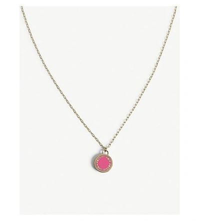 Shop Marc Jacobs Enamel Logo Disc Necklace In Neon Pink