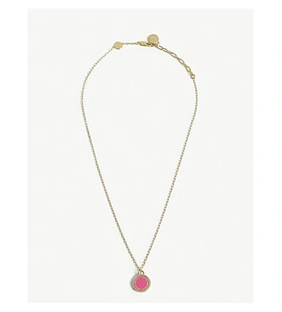 Shop Marc Jacobs Enamel Logo Disc Necklace In Neon Pink