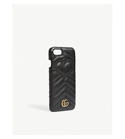 Shop Gucci Gg Marmont Leather Iphone 7 Clip On Case In Black