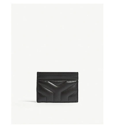 Shop Saint Laurent Monogram Loulou Leather Card Holder In Black/silver