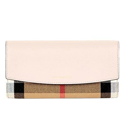 Shop Burberry Porter Horseferry Check Leather Wallet In Pale Orchid
