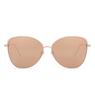 Shop Linda Farrow Lfl566 Cat-eye Sunglasses In Rose Gold