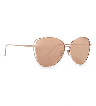 Shop Linda Farrow Lfl566 Cat-eye Sunglasses In Rose Gold