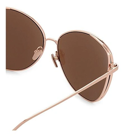 Shop Linda Farrow Lfl566 Cat-eye Sunglasses In Rose Gold