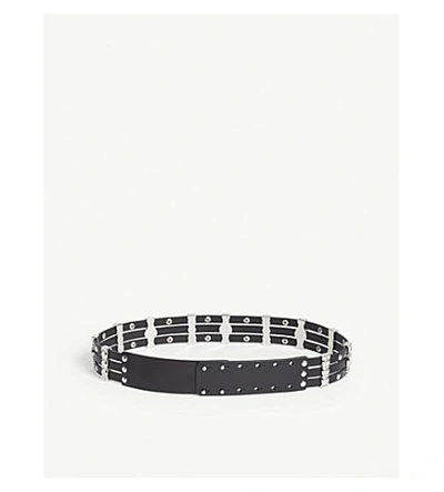 Shop Maje Embellished Leather Belt In Black