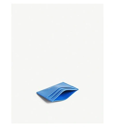 Shop Balenciaga Logo Textured Leather Card Holder In Blue