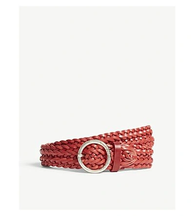 Shop Claudie Pierlot Braided Leather Belt In Red