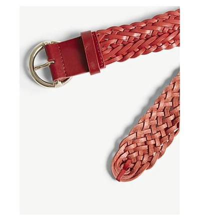 Shop Claudie Pierlot Braided Leather Belt In Red