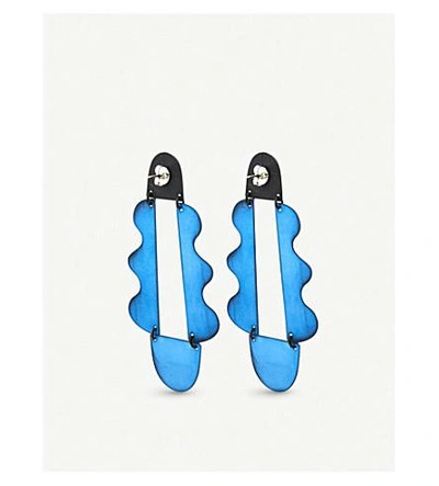 Shop Annie Costello Brown Matisse Chandelier Stud Earrings In Blue Ox