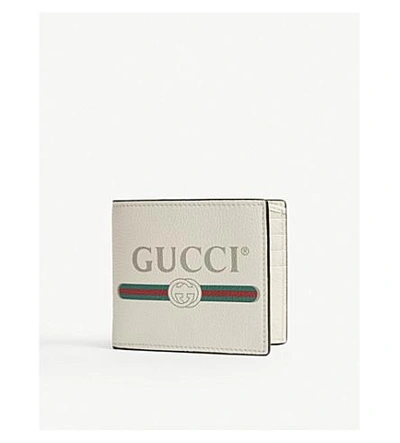Shop Gucci Logo Grained Leather Billfold Wallet In White