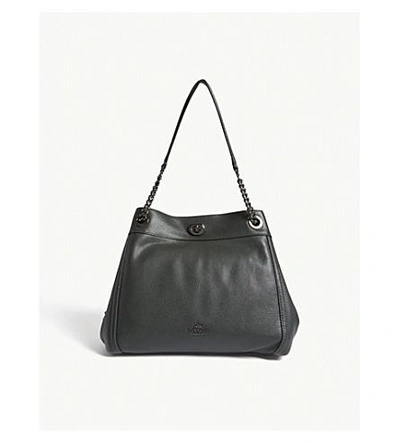 Shop Coach Edie Leather Shoulder Bag In Dk/ivy