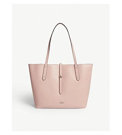 Shop Coach Market Leather Tote In Sv/peony
