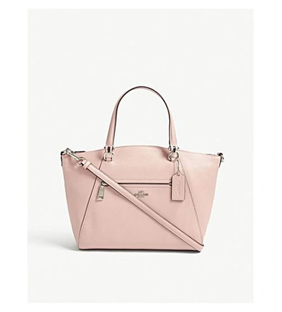 Shop Coach Praire Leather Cross-body Bag In Sv/peony