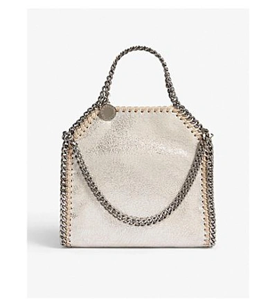 Shop Stella Mccartney Tiny Falabella Shoulder Bag In Pale Gold