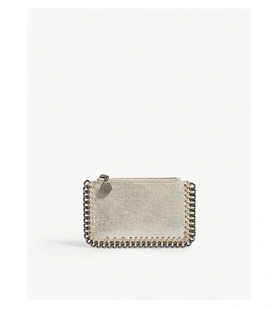 Shop Stella Mccartney Falabella Faux-leather Card Holder In Pale Gold